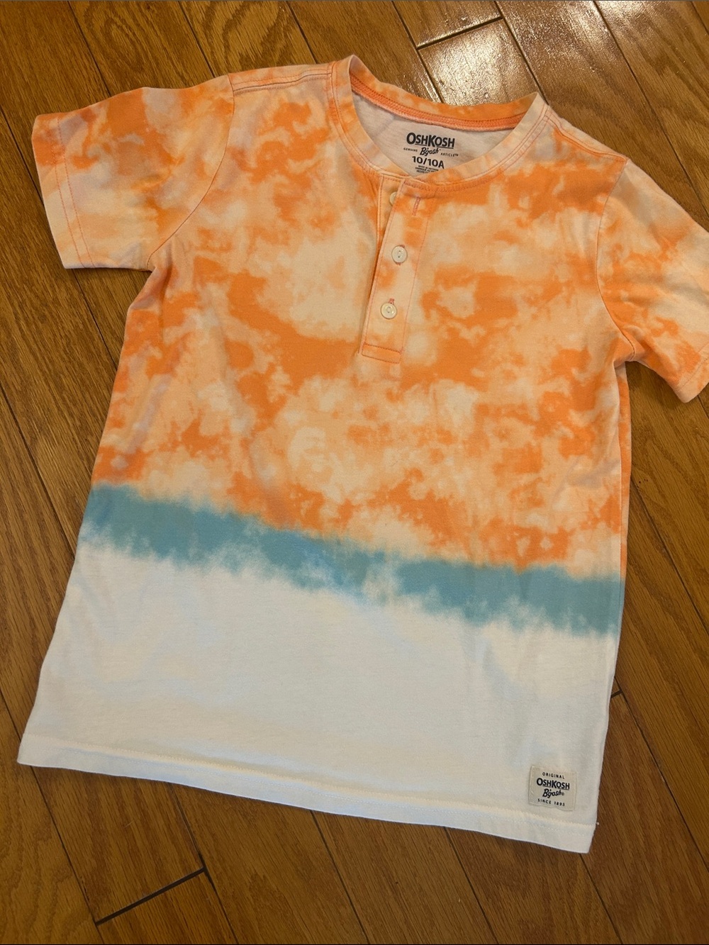 OshKosh B'gosh Orange & Blue Tie-Dye Henley Tee